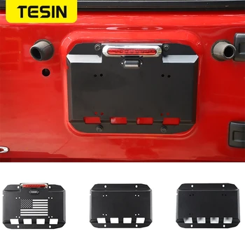 

TESIN Aluminum alloy Rear License Plate Holder Car Tailgate Spare Tire Exhaust for Jeep Wrangler JK JL 2007-2020 Accessories