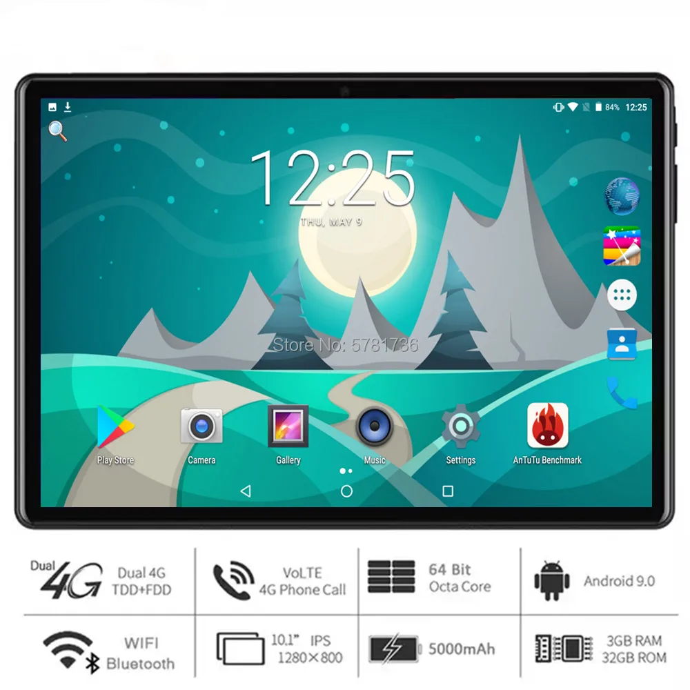Новейший Android 9 0 планшетный ПК 10 дюймов Восьмиядерный 3 Гб RAM 32 ROM 1280x800 HD IPS экран 5.0MP