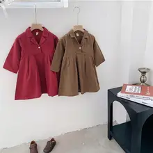 Платье в клетку для девочек в Корейском стиле осенние модные платья с длинными рукавами для девочек 1-6 лет