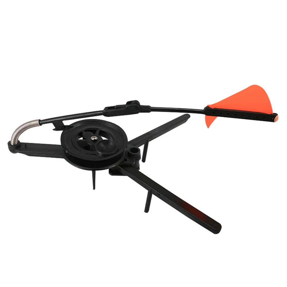 

Triangle ice pole with red flag ice fishing rod winter rod reminds fishing tool orange sign angler fishing tackle accessories
