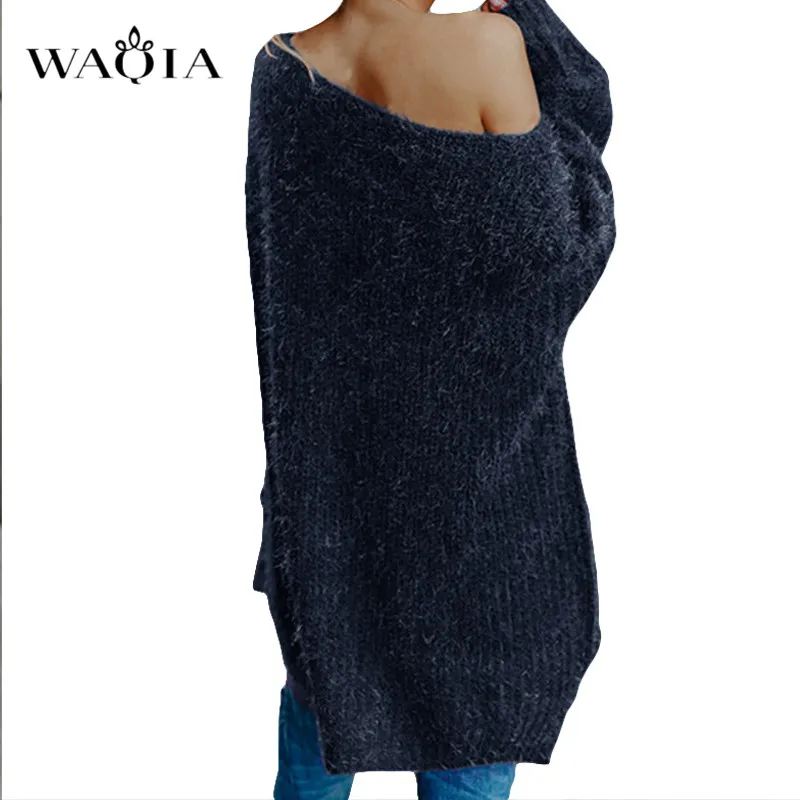 Womens off the shoulder knit pullover Autumn long sleeve Knitted Sweaters 2019 Winter Tops For Women Pullover Jumper Pull Femme