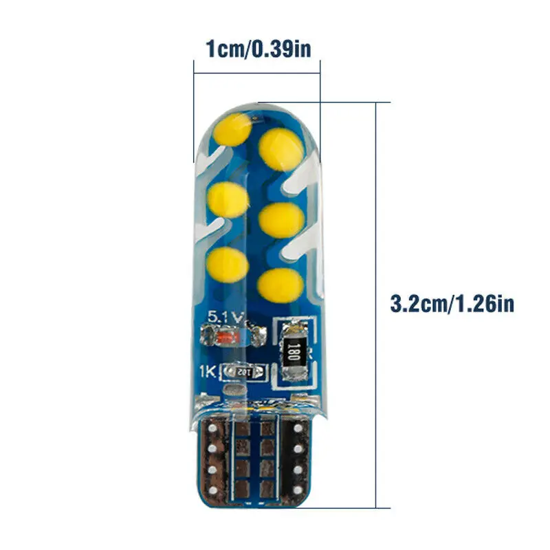 2шт Янтарный T10 W5W светодиодный светильник для интерьера клин инструменты для дверцы боковой лампы 300LM грузовик светильник системы Canbus