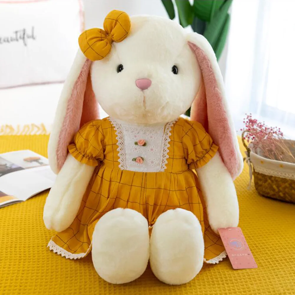 

New Cute Yarn Skirt Rabbit Children Plush Stuffed Toy For Girl Birthday Gift
