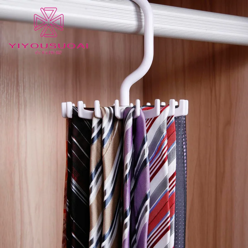 Cross Border Creative Multi-functional 20 Claw Tie Rack 360-Degree Rotatable Plastic Tie Rack Silk Scarves Storage Rack