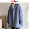 LAPPSTER Oversized Men Korean Solid Winter Coat 2022 Wool Coat Male Black Harajuku Trench Coat Flannel Button Jackets And Coats ► Photo 2/6