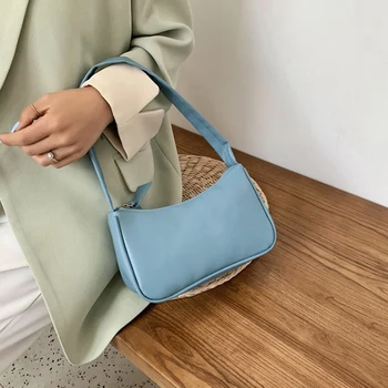 

Retro Shoulder Bag Classic Clutch Bag Small Candy Color Shoulder Bag With Zipper For Women Girls Sac A Main