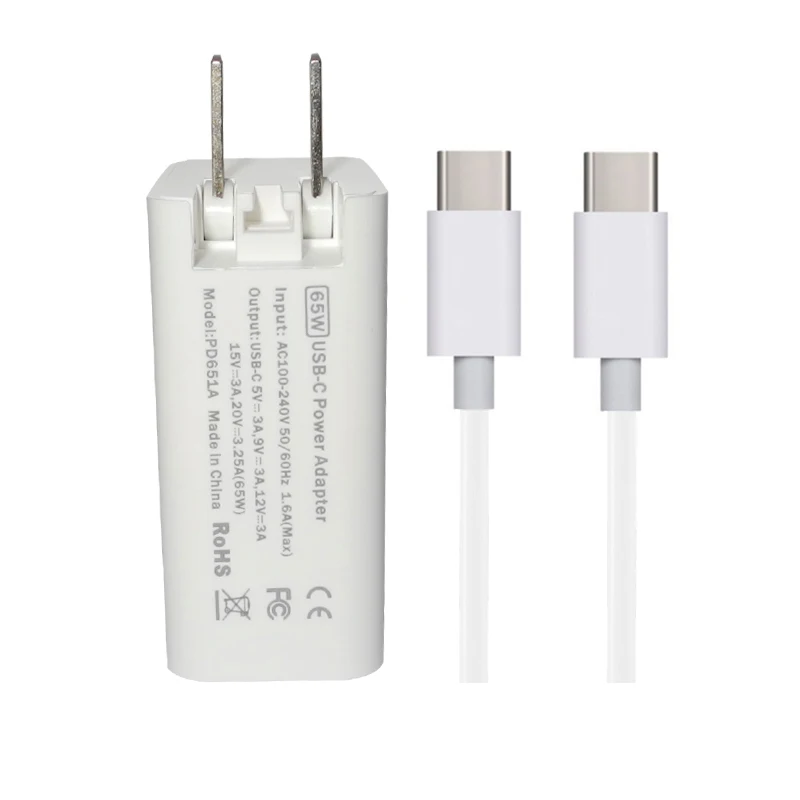 

20V 3.25A 65W Universal USB C Type C Laptop Phone Power Adapter Charger for Lenovo Asus Google Chromebook Pixel Notebook Charger