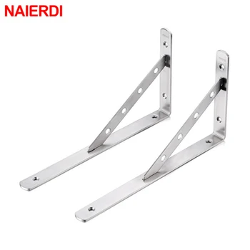 

NAIERDI 2PCS Wall Mounted Shelf Bracket Stainless Steel Triangle Brackets Bench Table Shelf Bracket Furniture Hardware