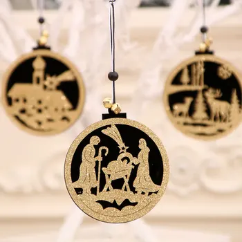 

Black Gold Wooden Angel Santa Garland Christmas Tree Pendants Hanging Ornament Window Christmas Decorations for Home New Year
