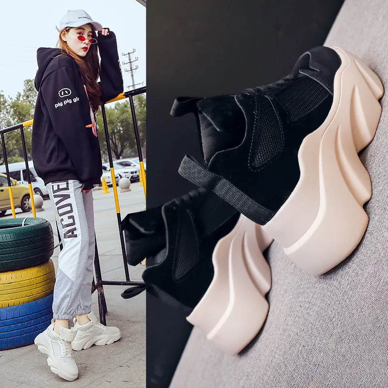 Модная спортивная обувь; женская обувь, увеличивающая рост, на 6 см; удобная дышащая женская обувь на платформе; женская обувь для бега; zapatos de mujer ZQ-102
