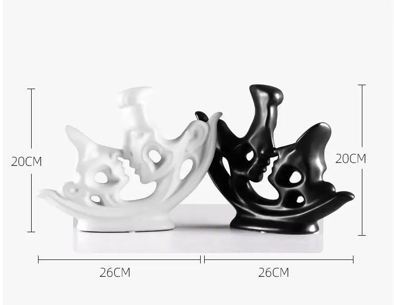 Современная керамика белый черный целование украшения для двоих Отель гостиная стол любовник статуэтки ремесла домашнего интерьера украшения