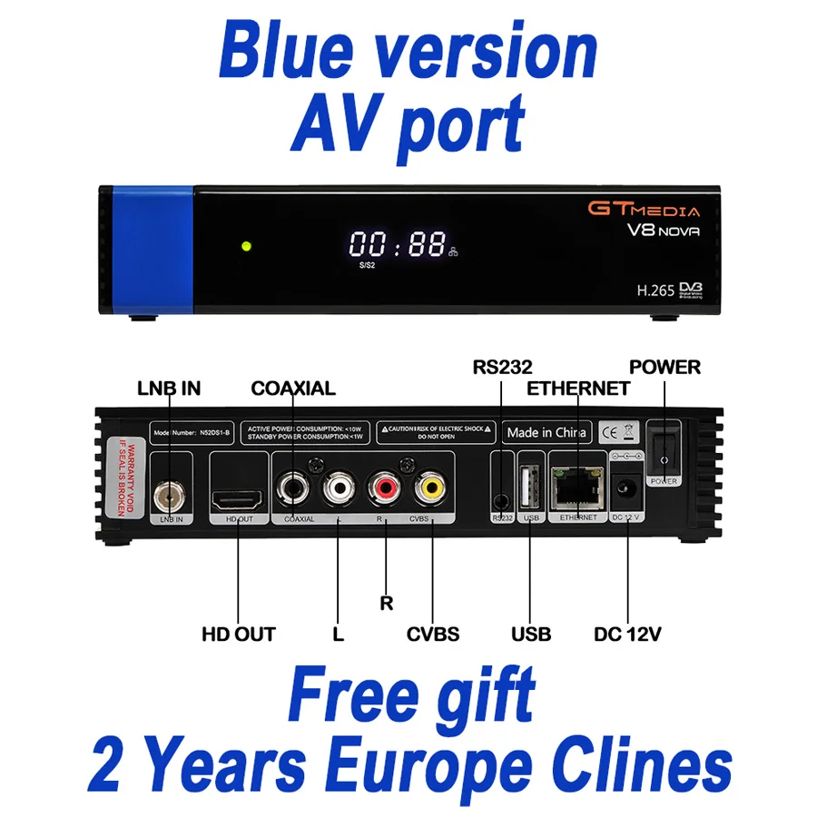 DVB-S2 FTA Gtmedia V8 nova спутниковый ТВ приемник встроенный wifi Freesat V8 приемник с бесплатной Европой Cline H.265 gt медиа v8 nova - Цвет: V8 nova Blue