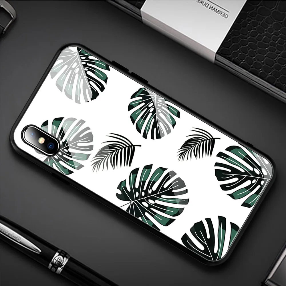 A11 Роскошный окрашенный чехол из закаленного стекла для iphone 11 pro max x xr xs 8 7 6 6 S Вселенная Звездное Фламинго Луна цветочный узор мягкий край - Цвет: A11