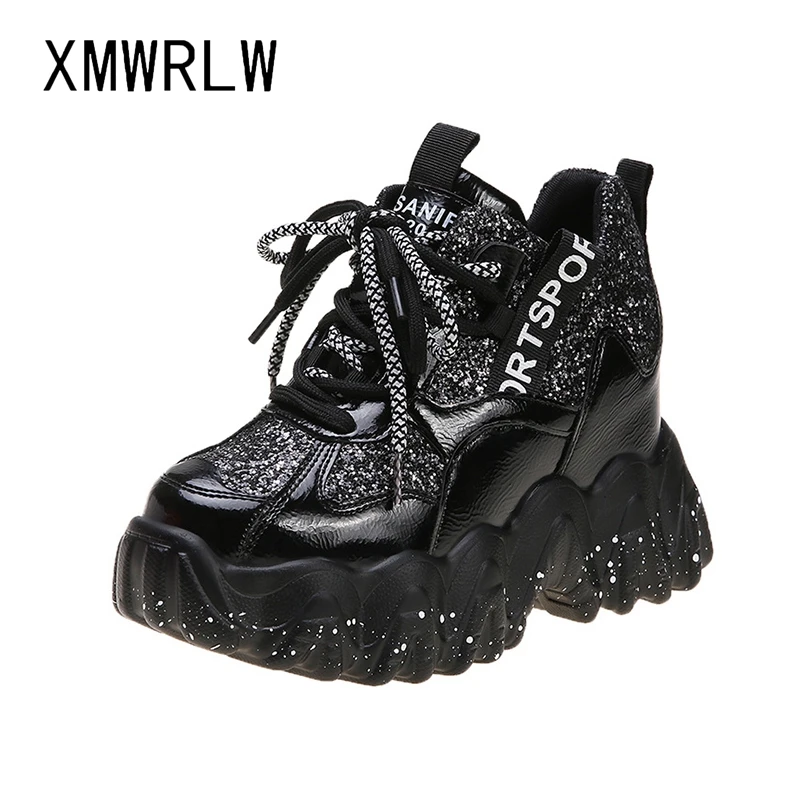 black sequin wedge sneakers