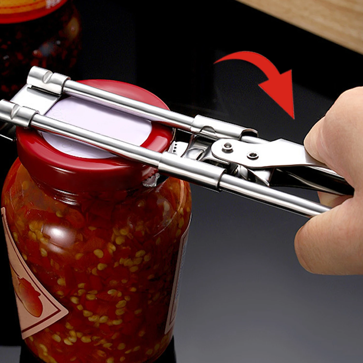 Ouvre-bocal Réglable En Acier Inox - Pour Mains Faibles, Arthrite, Seniors - Ajustable De 1 à 10 Cm - 10