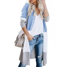 Повседневное мягкое вязаное тонкое легкое длинное модное пальто Верхняя одежда с длинными рукавами открытый передний свитер осенний женский кардиган, большие размеры