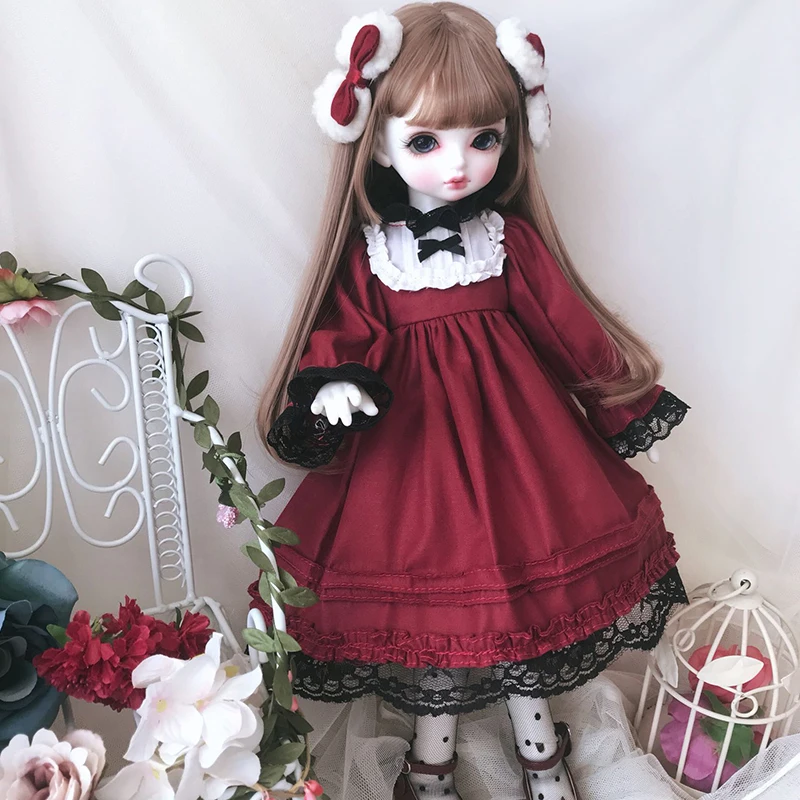 Одежда для куклы BJD красное платье костюм для 1/6 YOSD 1/4 BJD MSD Blyth аксессуары для куклы BJD платье+ украшение для волос+ носки