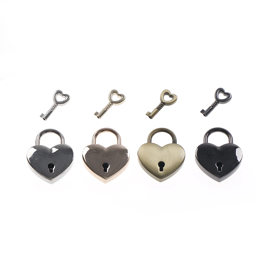 Vintage Heart Shape Padlock Key Tiny Suitcase Crafts Lock Set Lovers Locks Gifts Presents | Обустройство дома
