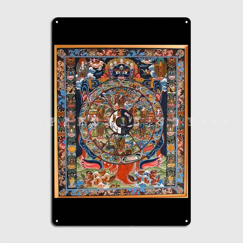 

Tibetan Buddhist Wheel Of Life Metal Plaque Poster Cinema Garage Party Printing Wall Decor Tin Sign Poster