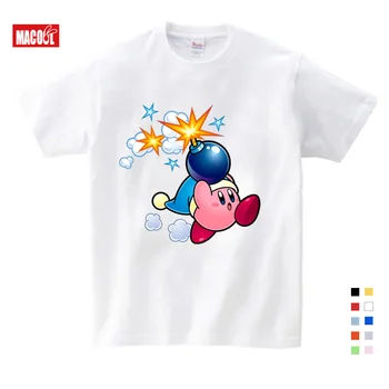 

2020 Cute Kirby Girl T Shirt Game Kids T-shirts Kirby Star Allies Characters Children Summer Tops Boy Cartoon Anime Pink Pattern