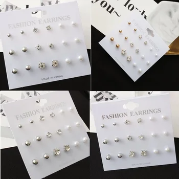 

Earings Set Pearl Earring Women's Tennis Red bai da xiao Stud Earrings Student Earrings Ornament Earrings Europe and America Sma