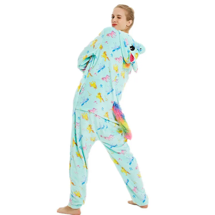 Printed Skyhorse Единорог комбинезоны кигуруми мультфильм животных изгой Пижама с кроликами маскарадные костюмы для взрослых 3D Пижама с котами комбинезон - Цвет: Printed Skyhorse