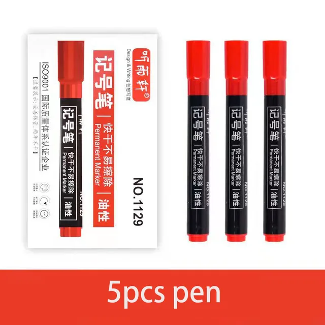 3/5pcs Metal Permanent Marker Pens 6mm White Paint Pen For Leather Fabric Metallic Markers Craftwork Oily Art Supplies 5pcs red ink