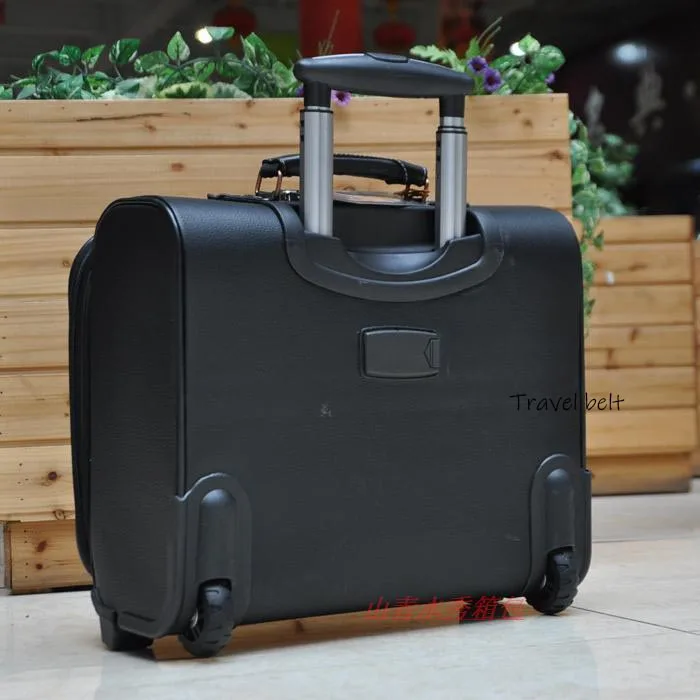 16 дюймов многофункциональный ноутбук Скалка багаж Спиннер для мужчин бизнес чемодан колёса ПУ кожа тележка