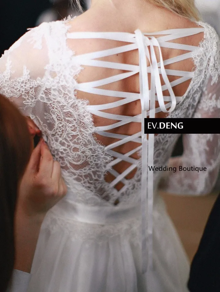 Платье из органзы с кружевными рукавами на заказ, casamento A-Line, распродажа, Новое сексуальное платье с открытой спиной, Платья для подружек невесты