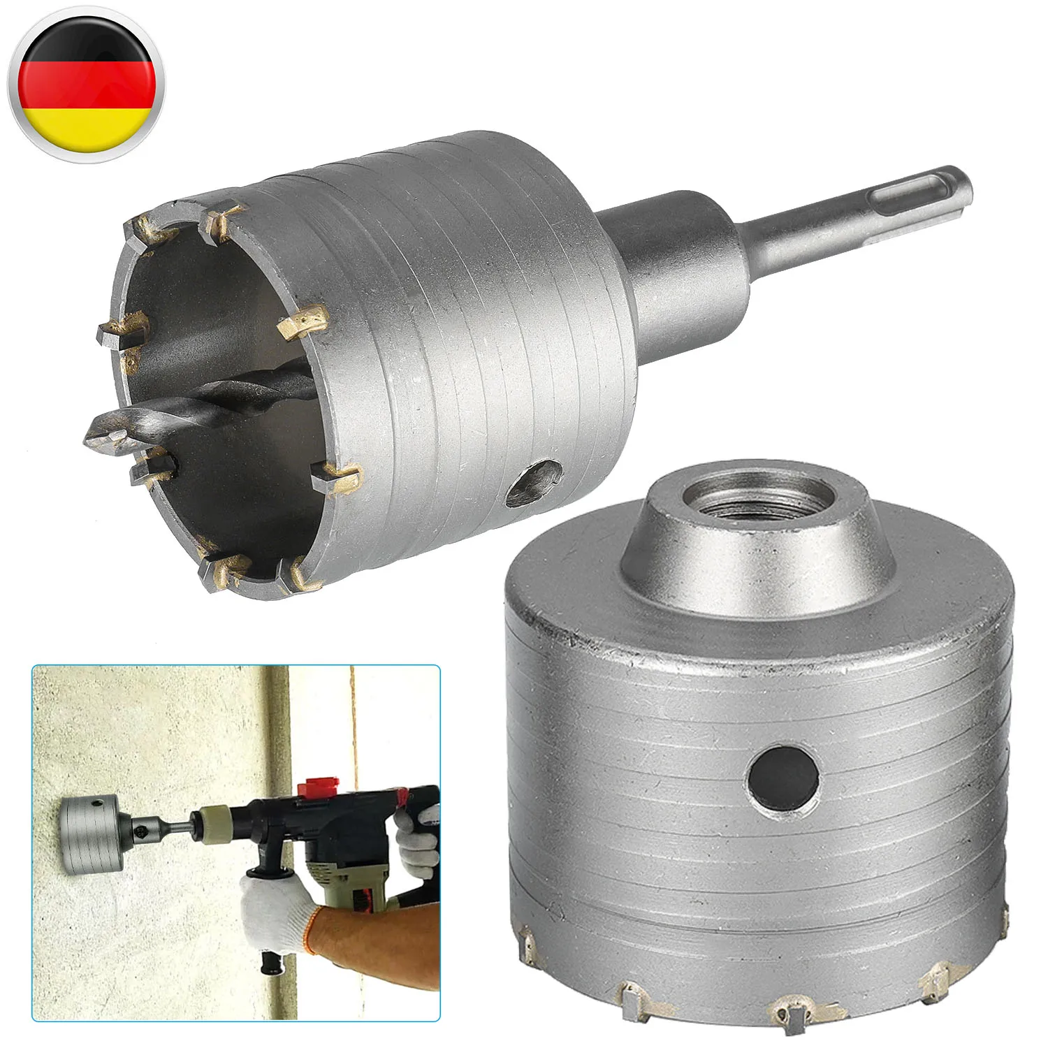 

65mm+80mmWall Hole Saw Core Drill Bit+110mm Rod Round Shank For Cement Bricks center handle wrench set for concrete cement stone