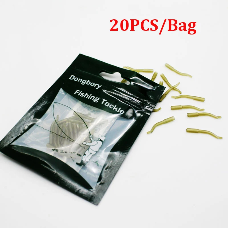 20PCS 20 шт. карповый рукав для рыболовного крючка для волос, линия для выравнивания, резиновая трубка, противозапутывающая позиционер, Клеммная снасть, аксессуары для ловли карпа - Цвет: 20PCS