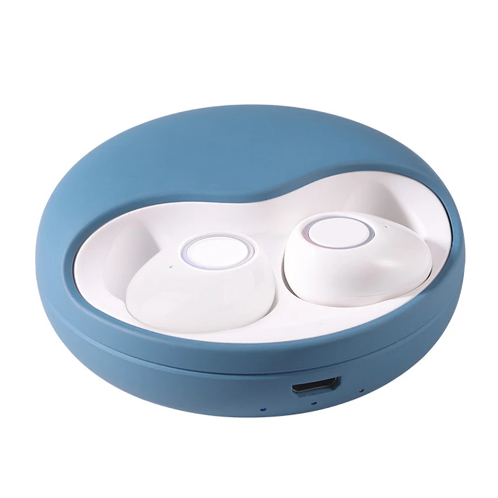 Синий K10 TWS Stereo Wireless BT5.0 Earbuds Headphones with Charging Box Supporting Wireless Charge in-ear Headsets for Android / iOS - Цвет: Синий
