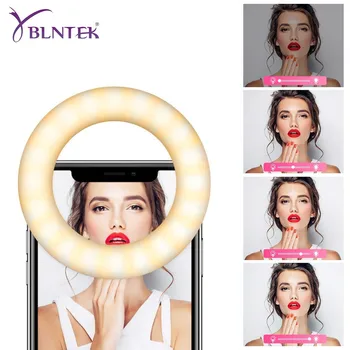

YBLNTEK LED Selfie Ring Light USB Charge Circle Light Cell Phone Ring Light Clip Rechargeable Ring Light for Phone Camera Video