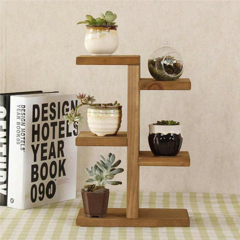 Storage Rack, Mini Plant Stand,Small Stool Display Wood Tiered Succulent Planter Stand for Indoor Outdoor Home Office Decorative