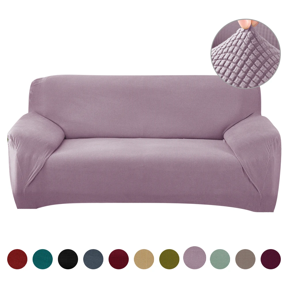 Light purple Однотонные эластичные чехлы для диванов, эластичные чехлы для диванов для гостиной, чехлы для мебели, Защитные чехлы для диванов, эластичные чехлы для диванов - Цвет: Light purple