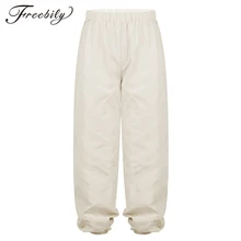 Однотонные спортивные штаны унисекс для мальчиков и девочек легкие свободные длинные штаны с эластичным поясом