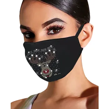 

Christmas Decor Unisex Elastic Sparkly Rhinestone Mask Reusable Washable Fashion Masks Face Bandana Face Jewelry Party Gift