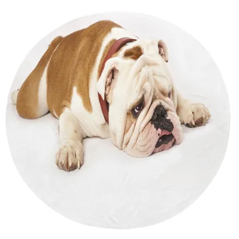 

Super Soft Plush Flannel Blanket Tired Puppy Blankets Round Throw Blanket for Beds