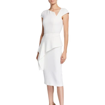

Runway Designer New Ruffled Party Elegant Temperament Slim White Irregular Dress Women'S Clothing High Quality Spring And Summer