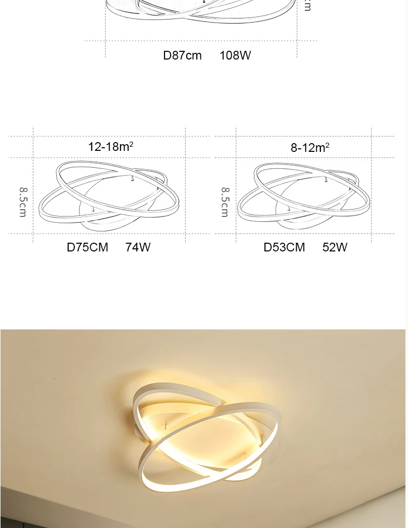 Современный Креативный кольцевой светодиодный потолочный светильник для гостиной, спальни, ресторана, алюминиевый домашний потолочный светильник