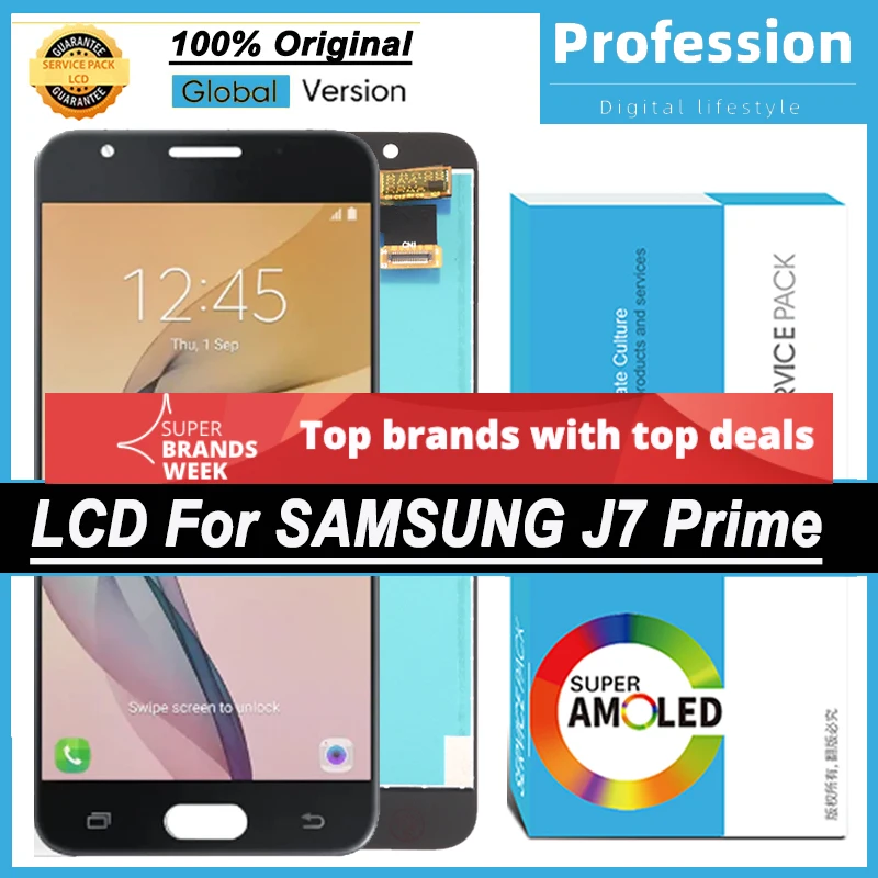 100% Оригинальный 5 ''дисплей для Samsung Galaxy J7 Prime G610 G610F On7 2016 G6100 Полный ЖК-дисплей