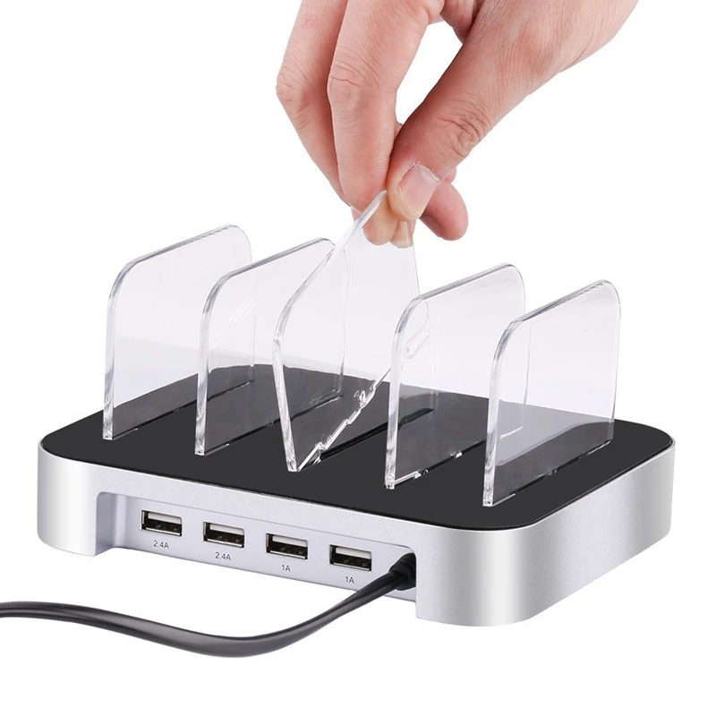Promotion-Detachable Universal Multi-Port Usb Charging Station,24W 4-Port Usb Charging Base Desktop Charging Stand Organizer Fo