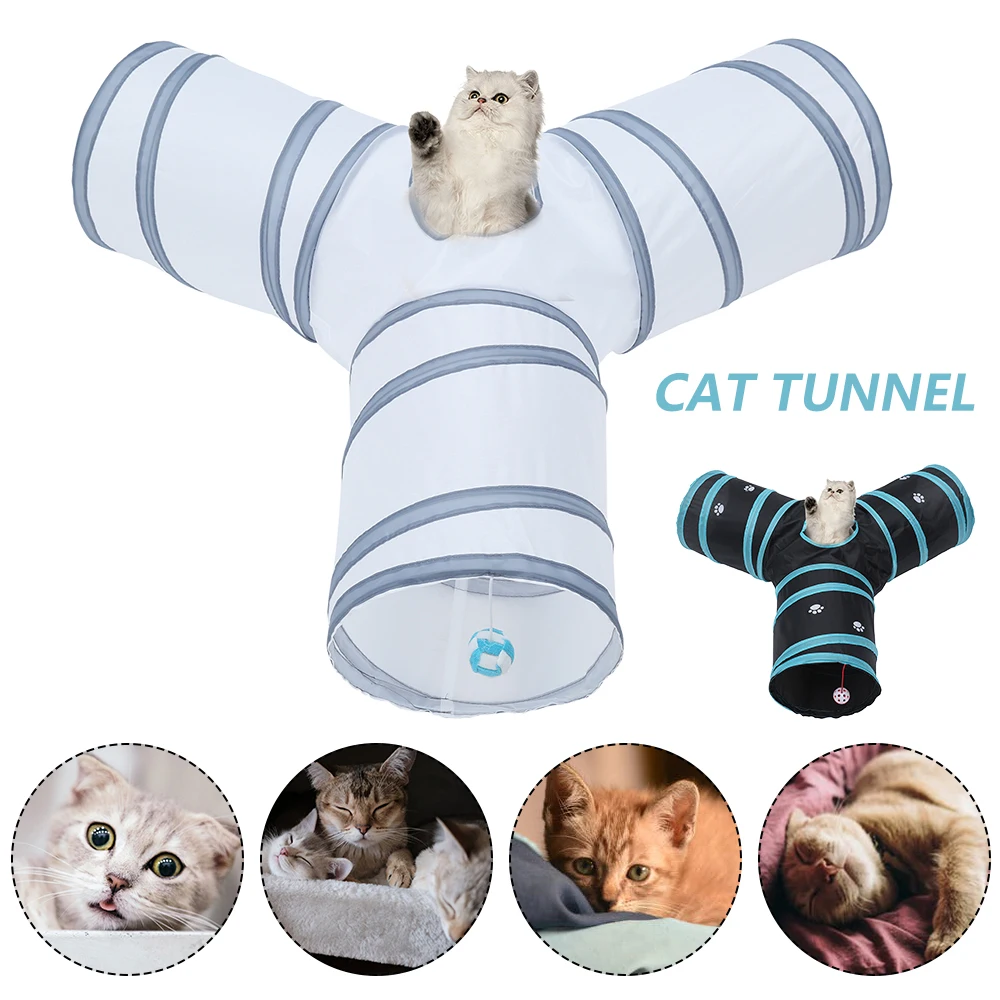 

3 Holes Pet Cat Tunnel Collapsible Cat Tunnel Toy Pet Training Interactive Tube Fun Toy for Cat Rabbit Animal Play Tunnel Tube