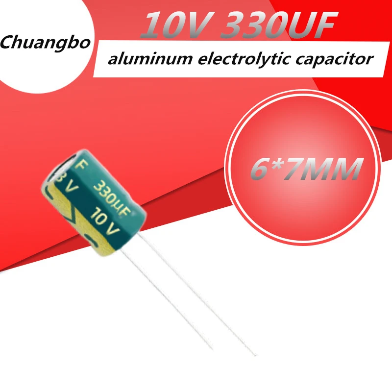 

Высокочастотный алюминиевый электролитический конденсатор 10V330UF 6*7 10V 330UF с низким ESR/сопротивлением, Размер 6*7 мм 10 в 330 мкФ 20%, 20 шт.