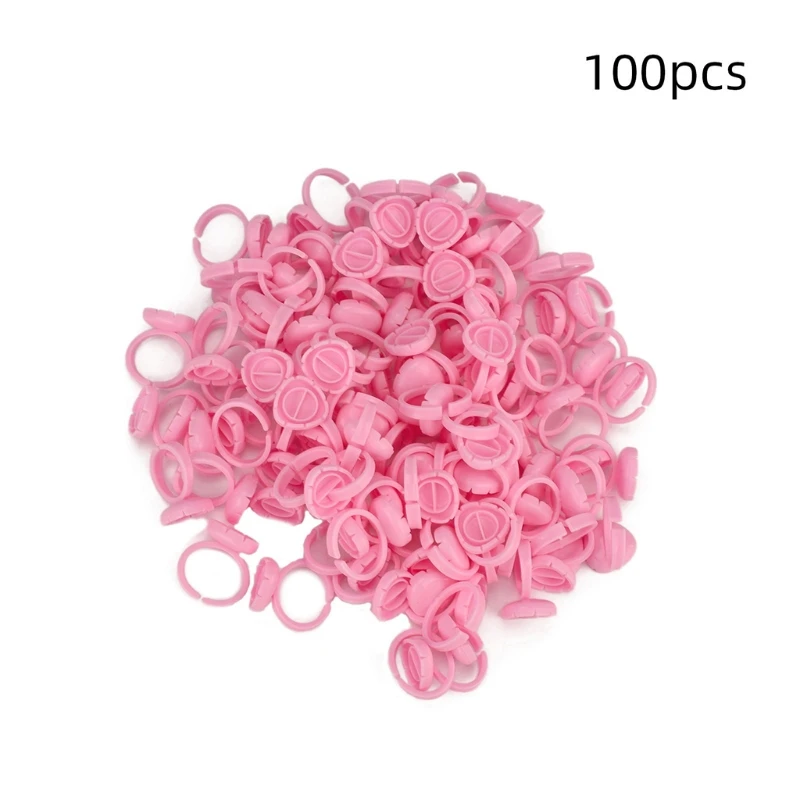 

Q1QD Glue Rings 100PCS Disposable Pigment Rings Cups Plastic for Eyelash Extension Nail Art Adhesive Glue Holders 3 Colors