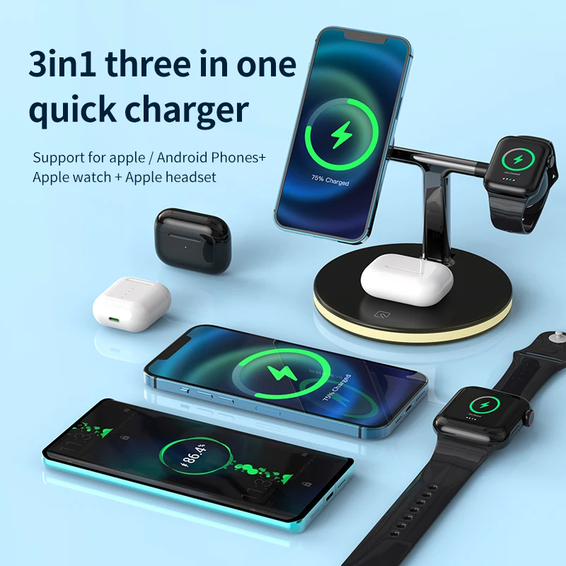 

25W magnetic car wireless charging mobile phone frame car bracket JJT-980, suitable for Apple、Android phone,、Apple watch、headset