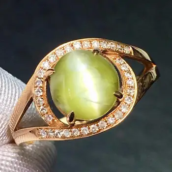 

Chrysoberyl Rings Fine Jewelry Real 18K Gold 100% Natural Chrysoberyl Cat's Eye 2.9ct Female Wedding Rings for women Fine Ring