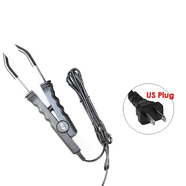 Hair Extension Iron Keratin Bonding Tools Hair Extension Fusion Iron Tool For U/V/Flat Tip Human Hair Extension Connector - Цвет: Black-US Plug