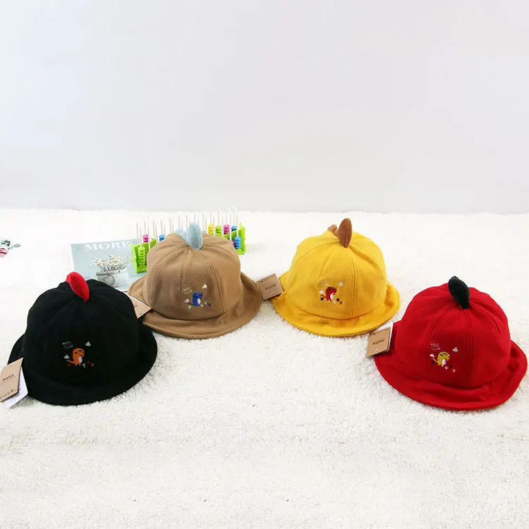

New Style Baby Bucket Hat Spring And Autumn Korean-style Men And Women Children Cartoon Dinosaur Bucket Hat Printed Casual Cute