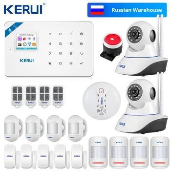 

KERUI W18 WIFI GSM SMS Home Burglar Security Alarm System Curtain Motion Sensor Wireless Solar Siren IP Camera GSM Alarm System